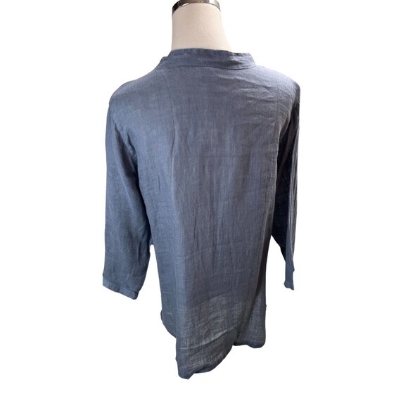 Click Top Women's Size Large Gray Color Me Cotton 100% Linen Button Up - Picture 3 of 6